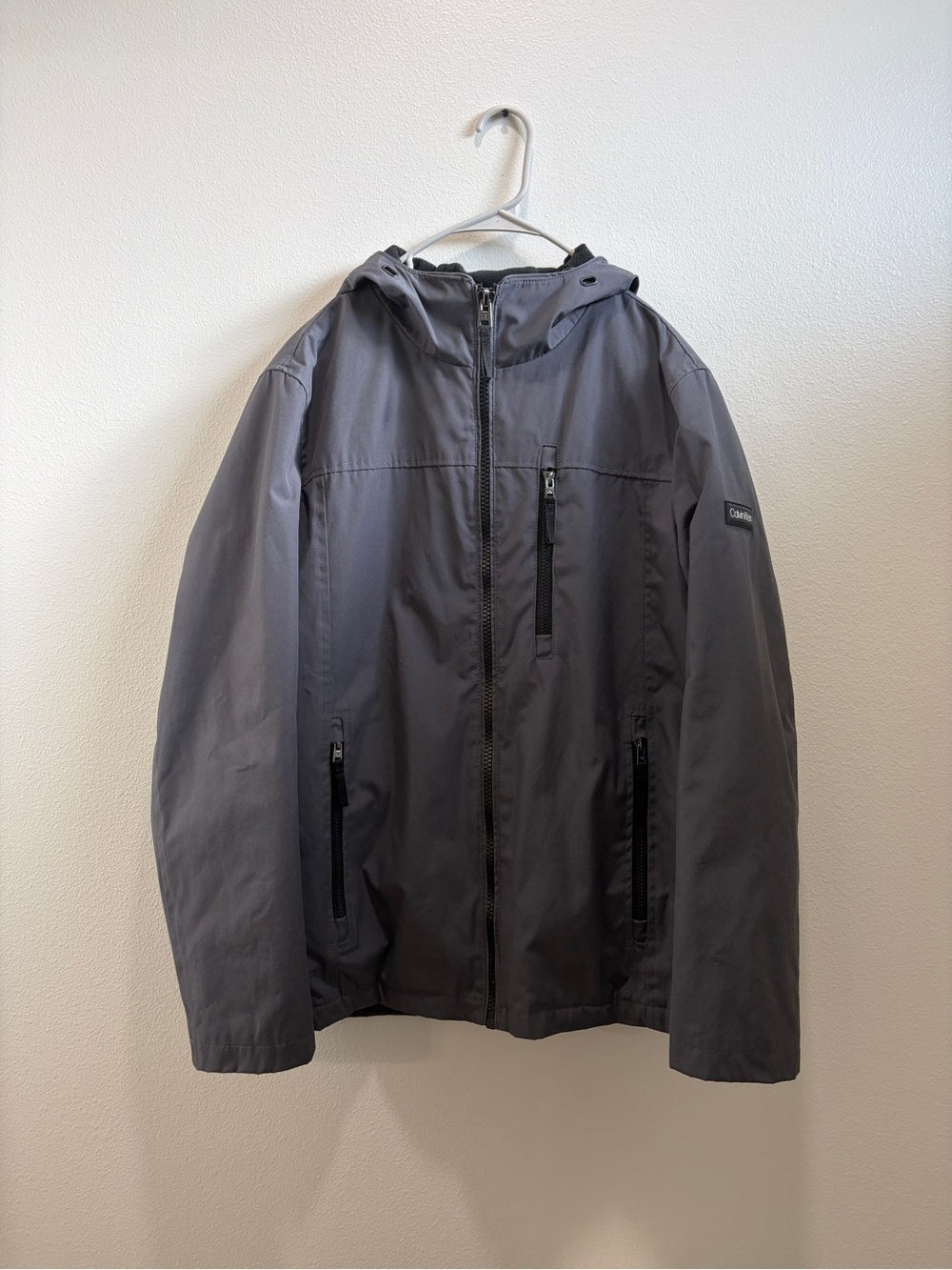 Calvin Klein Charcoal Gray Logo Patch Jacket 1/2